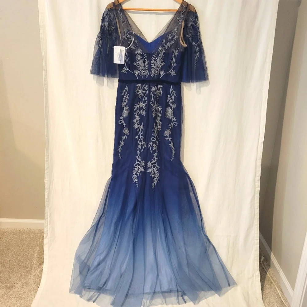 Marchesa Blue Ombre Evening Gown - Picture 8 of 11